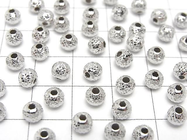 Silver925  Round  Faceted Pyramid  [4mm][5mm][6mm][8mm] Rhodium Plated  2pcs