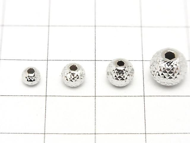 Silver925  Round  Faceted Pyramid  [4mm][5mm][6mm][8mm] Rhodium Plated  2pcs