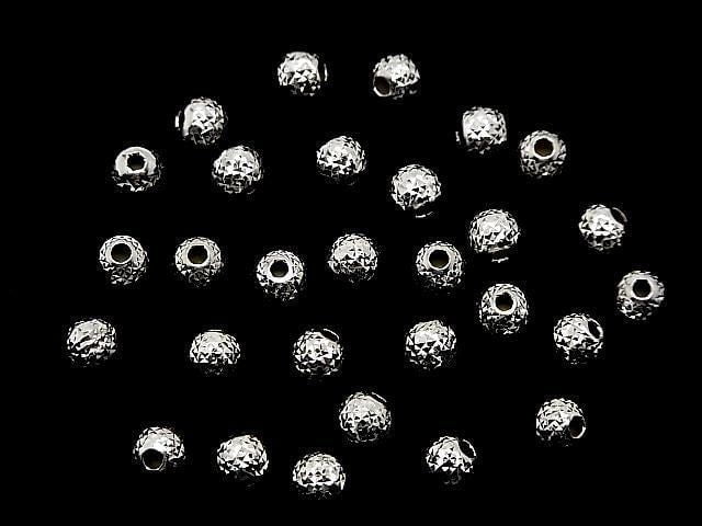 Silver925  Round  Faceted Pyramid  [4mm][5mm][6mm][8mm] Rhodium Plated  2pcs