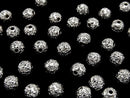 Silver925 Random Round Cut Beads [4mm][5mm][6mm][8mm] Rhodium Plated 5pcs