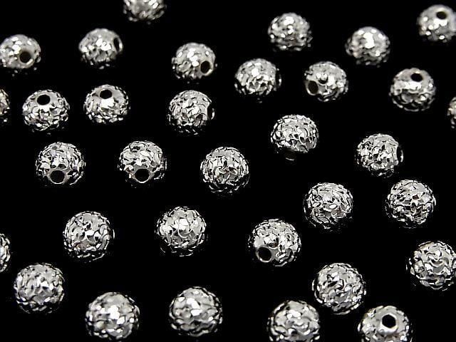 Silver 925 Random Round Cut Beads [4mm][5mm][6mm][8mm] Rhodium Plated 1pc