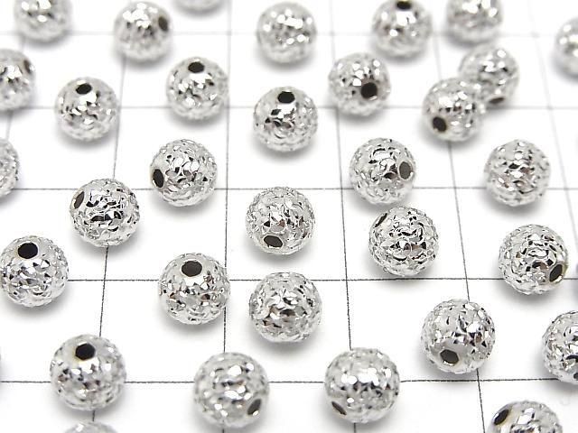 Silver 925 Random Round Cut Beads [4mm][5mm][6mm][8mm] Rhodium Plated 1pc