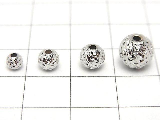 Silver 925 Random Round Cut Beads [4mm][5mm][6mm][8mm] Rhodium Plated 1pc