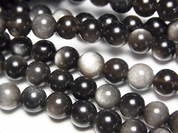 [Video] Silver Obsidian AAA+ Round 6mm 1strand beads (aprx.15inch/36cm)