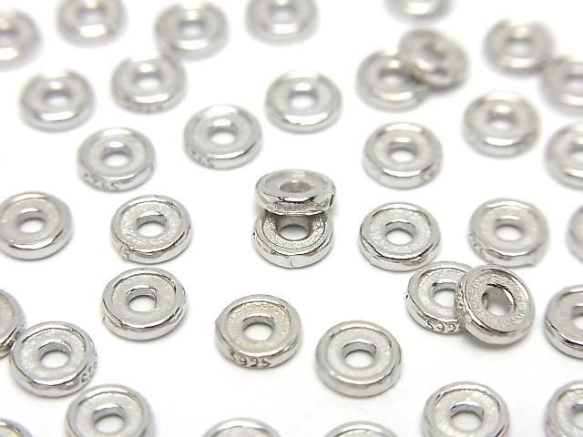 Silver925  Rondelle  4mm,5mm,6mm Rhodium Plated  4pcs