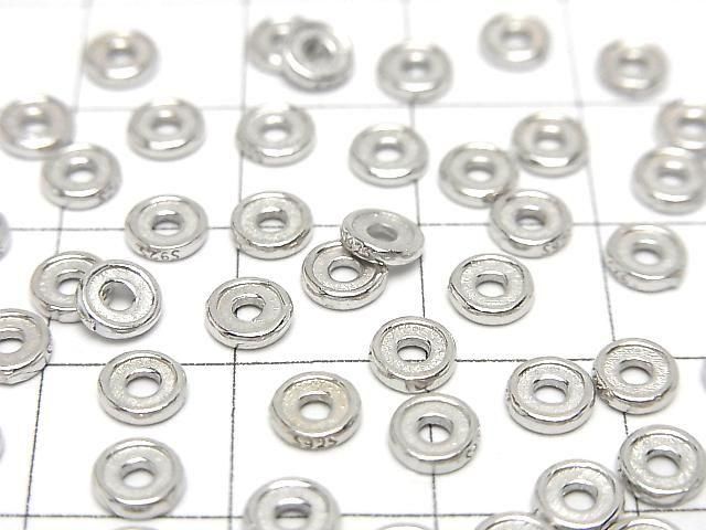 Silver925  Rondelle  4mm,5mm,6mm Rhodium Plated  4pcs