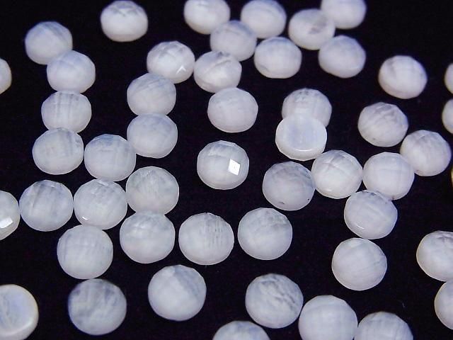 [Video] Blue Lace Agate x Crystal AAA Round Faceted Cabochon 6x6mm 2pcs