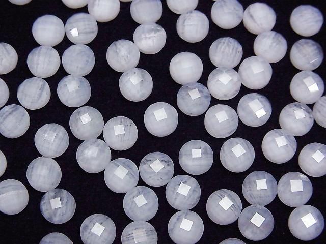 [Video] Blue Lace Agate x Crystal AAA Round Faceted Cabochon 6x6mm 2pcs