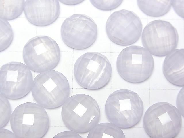 [Video] Blue Lace Agate x Crystal AAA Round Faceted Cabochon 10x10mm 2pcs
