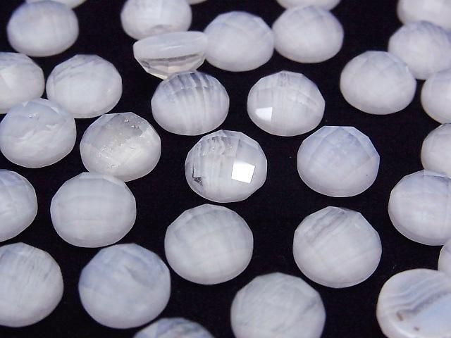 [Video] Blue Lace Agate x Crystal AAA Round Faceted Cabochon 10x10mm 2pcs