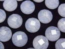 [Video] Blue Lace Agate x Crystal AAA Round Faceted Cabochon 12x12mm 2pcs