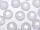 [Video] Blue Lace Agate x Crystal AAA Round Faceted Cabochon 12x12mm 2pcs