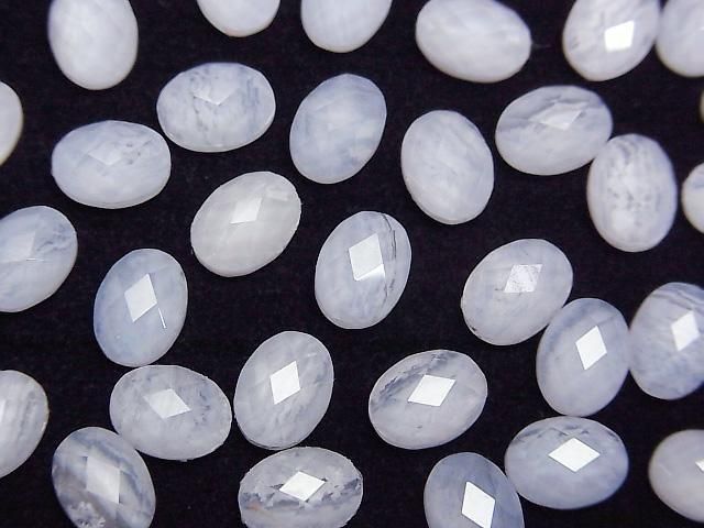 [Video] Blue Lace Agate x Crystal AAA Oval Faceted Cabochon 8x6mm 2pcs