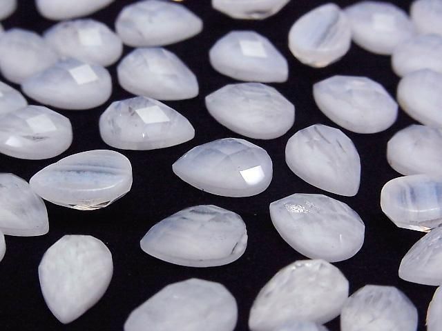 [Video] Blue Lace Agate x Crystal AAA Pear Shape Faceted Cabochon 12x8mm 2pcs