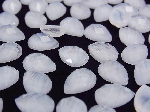 [Video] Blue Lace Agate x Crystal AAA Pear Shape Faceted Cabochon 14x10mm 2pcs