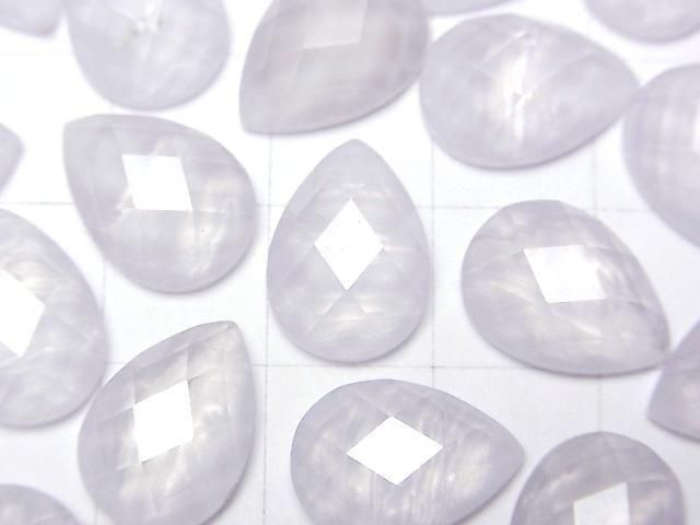 [Video] Blue Lace Agate x Crystal AAA Pear Shape Faceted Cabochon 14x10mm 2pcs