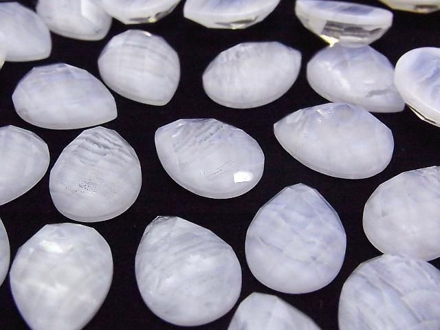 [Video] Blue Lace Agate x Crystal AAA Pear Shape Faceted Cabochon 18x13mm 1pc