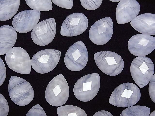 [Video] Blue Lace Agate x Crystal AAA Pear Shape Faceted Cabochon 18x13mm 1pc