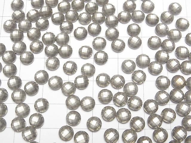 [Video] Pyrite x Crystal AAA Round Faceted Cabochon 6x6mm 2pcs