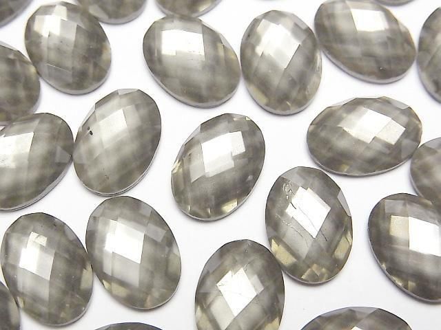 [Video] Pyrite x Crystal AAA Oval Faceted Cabochon 14x10mm 2pcs