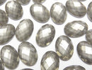 [Video] Pyrite x Crystal AAA Oval Faceted Cabochon 14x10mm 2pcs