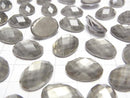[Video] Pyrite x Crystal AAA Oval Faceted Cabochon 18x13mm 2pcs
