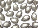 [Video] Pyrite x Crystal AAA Pear shape Faceted Cabochon 12x8mm 2pcs
