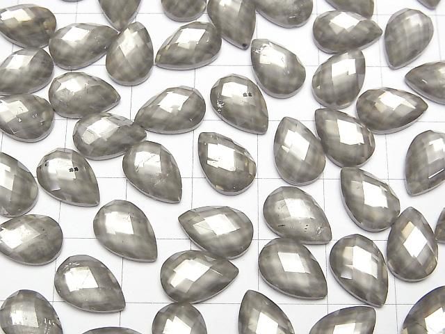 [Video] Pyrite x Crystal AAA Pear shape Faceted Cabochon 12x8mm 2pcs