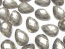 [Video] Pyrite x Crystal AAA Pear shape Faceted Cabochon 14x10mm 2pcs