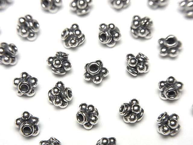 Bali Silver Roundel 5x5x4mm Oxidized Finish 3pcs