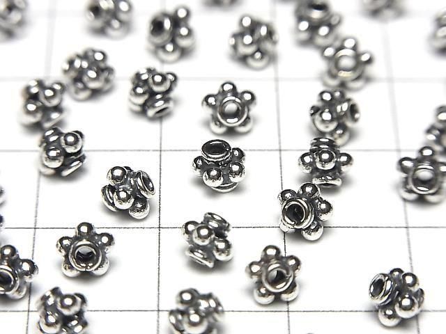 Bali Silver Roundel 5x5x4mm Oxidized Finish 3pcs
