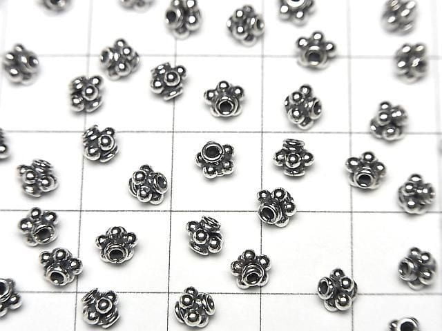 Bali Silver Roundel 5x5x4mm Oxidized Finish 3pcs
