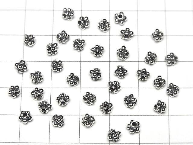 Bali Silver Roundel 5x5x4mm Oxidized Finish 3pcs