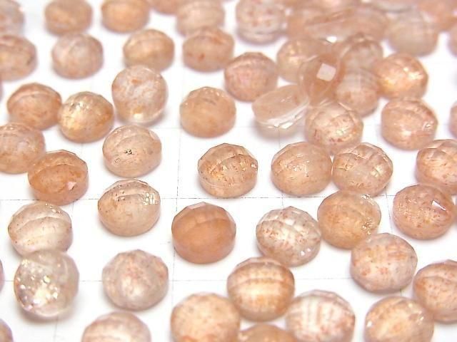 [Video] Sunstone x Crystal AAA Round Faceted Cabochon 6x6mm 2pcs