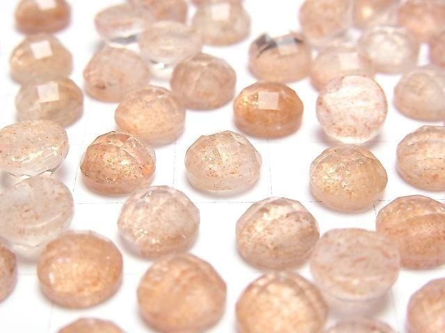 [Video] Sunstone x Crystal AAA Round Faceted Cabochon 8x8mm 2pcs