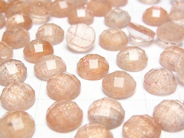 [Video] Sunstone x Crystal AAA Round Faceted Cabochon 10x10mm 2pcs
