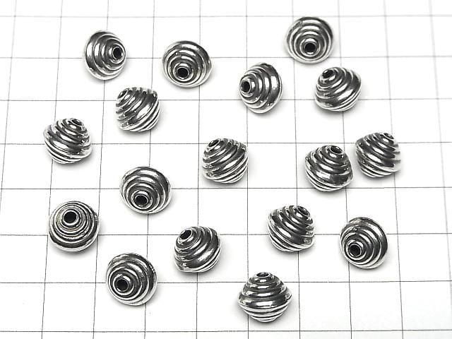 Bali Silver Rondelle 11x11x9mm Oxidized Finish 1pc