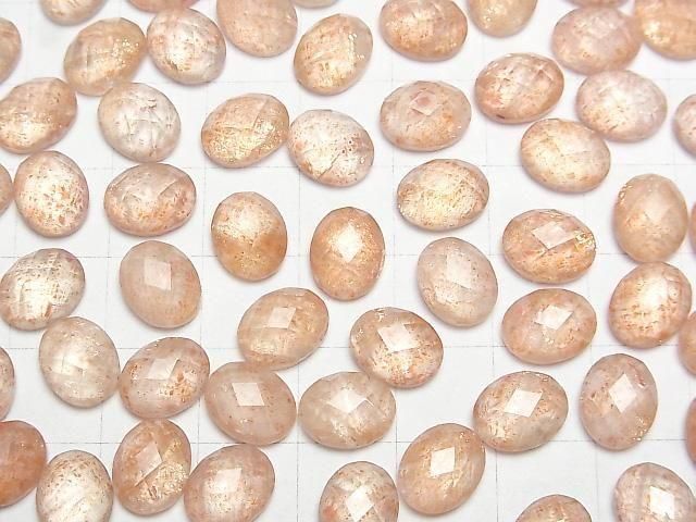 [Video] Sunstone x Crystal AAA Oval Faceted Cabochon 10x8mm 2pcs