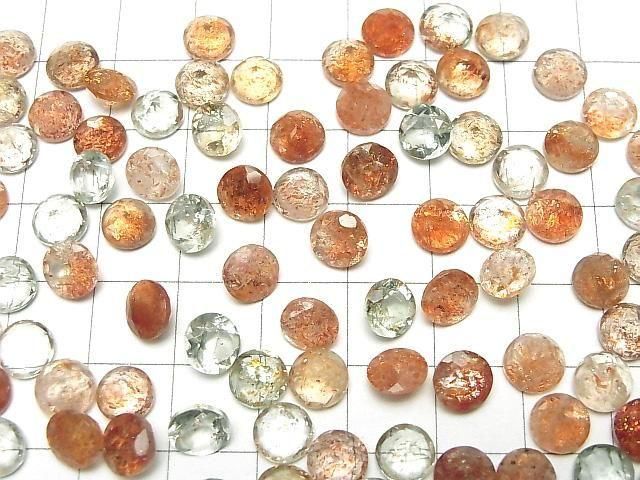 [Video]High Quality Multicolor Sunstone AAA Loose Stone Round Faceted 7x7mm 5pcs
