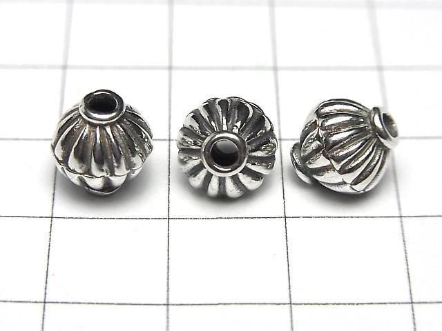 Bali Silver Roundel 9x9x9.5mm Oxidized Finish 1pc