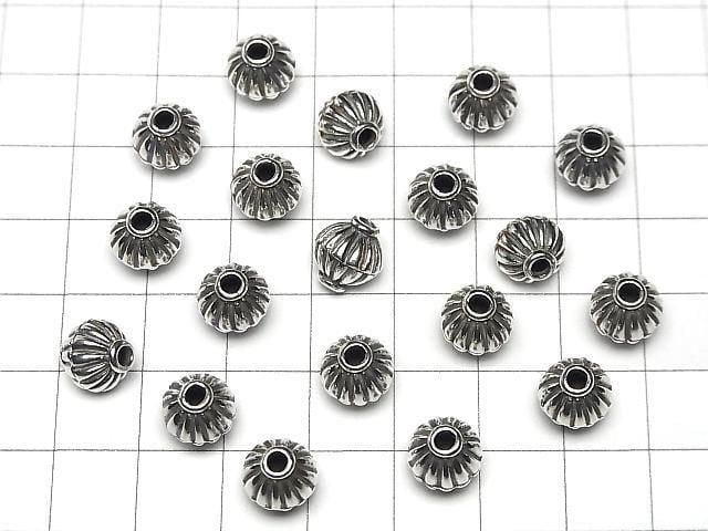 Bali Silver Roundel 9x9x9.5mm Oxidized Finish 1pc