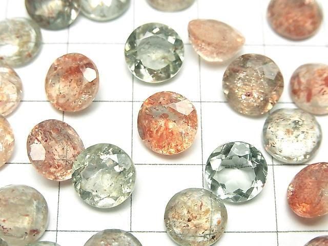 [Video]High Quality Multicolor Sunstone AAA Loose Stone Round Faceted 9x9mm 3pcs
