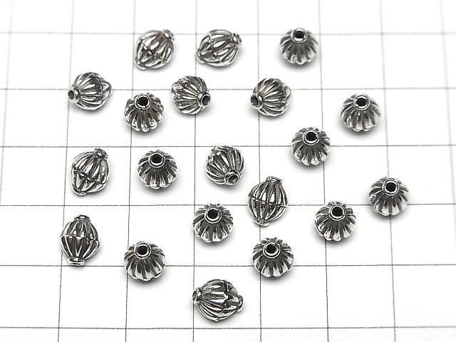 Bali Silver Rondelle 6x6x7.5mm Oxidized Finish 2pcs