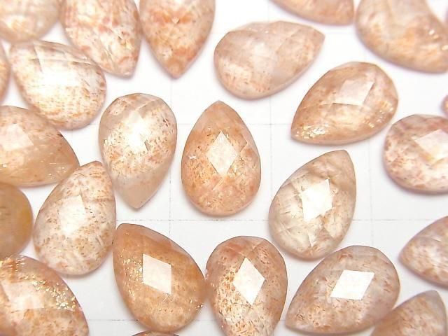 [Video] Sunstone x Crystal AAA Pear shape Faceted Cabochon 12x8mm 2pcs