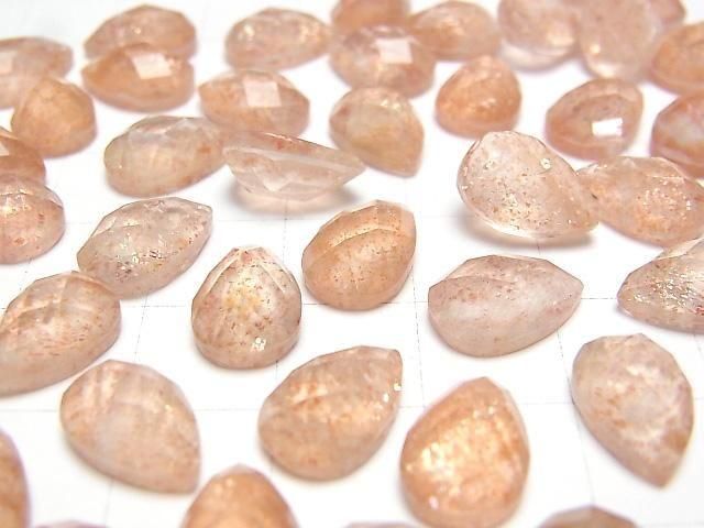 [Video] Sunstone x Crystal AAA Pear shape Faceted Cabochon 12x8mm 2pcs