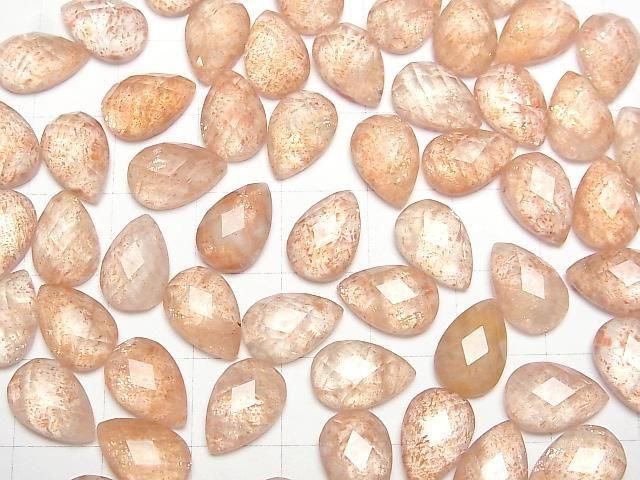 [Video] Sunstone x Crystal AAA Pear shape Faceted Cabochon 12x8mm 2pcs