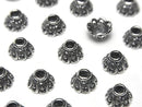 Bali Silver Bead Cap Flower 8x8x4.5mm Oxidized Finish 1pc