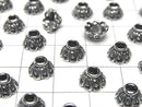 Bali Silver Bead Cap Flower 8x8x4.5mm Oxidized Finish 1pc