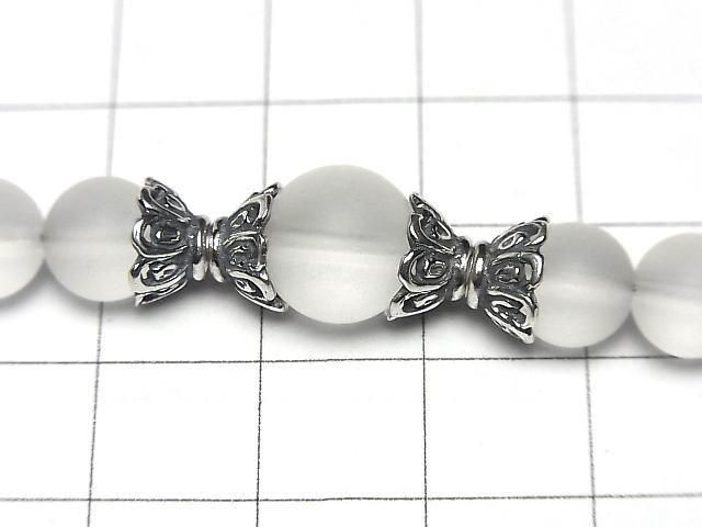 Bali Silver Bead Cap Flower 8x8x4.5mm Oxidized Finish 1pc