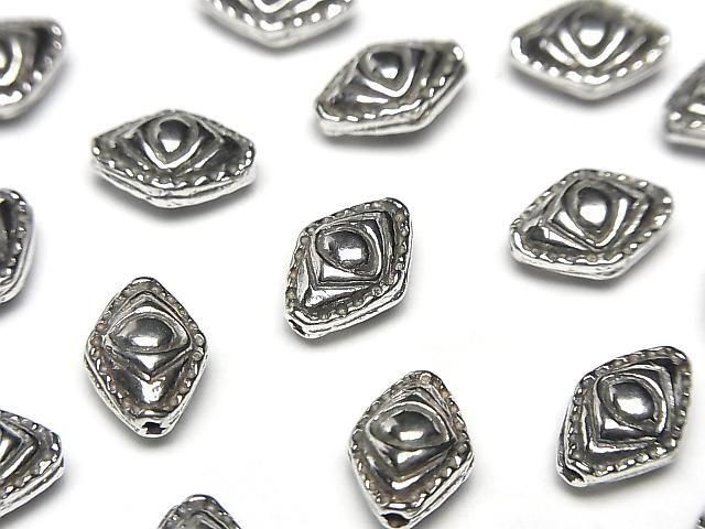 Bali Silver Rhombus Bead 11x8x5.5mm Oxidized Finish 1pc
